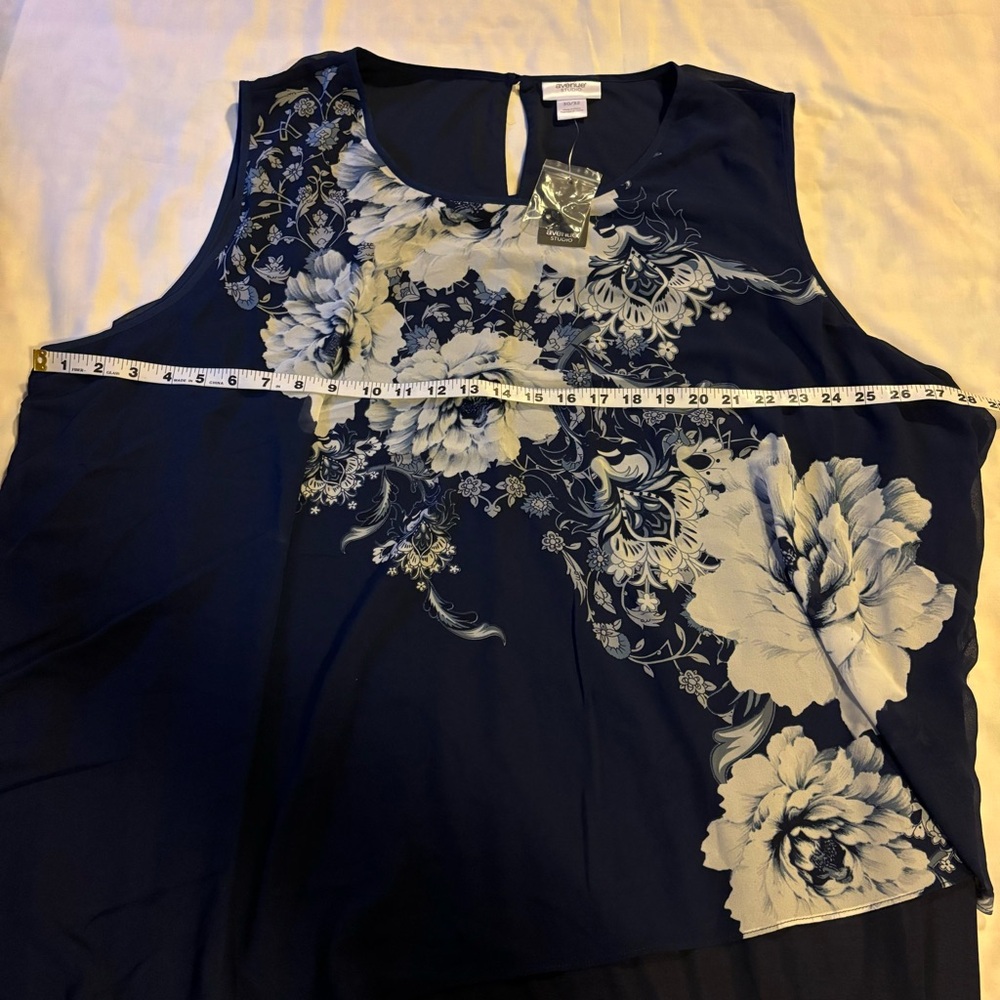 Avenue Studio NWT Sleeveless Bronwyn Floral Print Navy Maxi Dress Size 30/32 - Picture 8 of 9